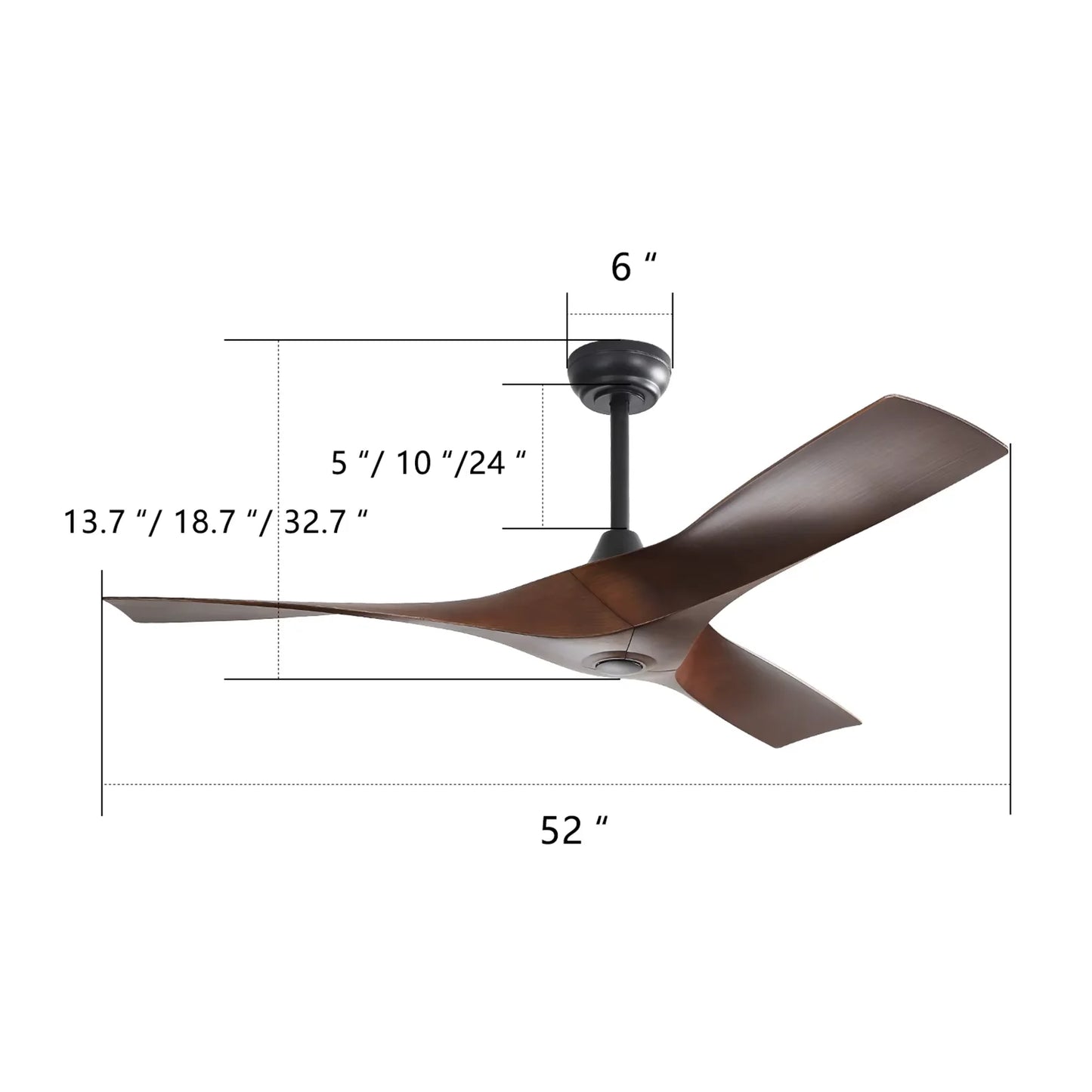 Sofucor Modern DC Ceiling Fan With Remote Control 6 Speeds