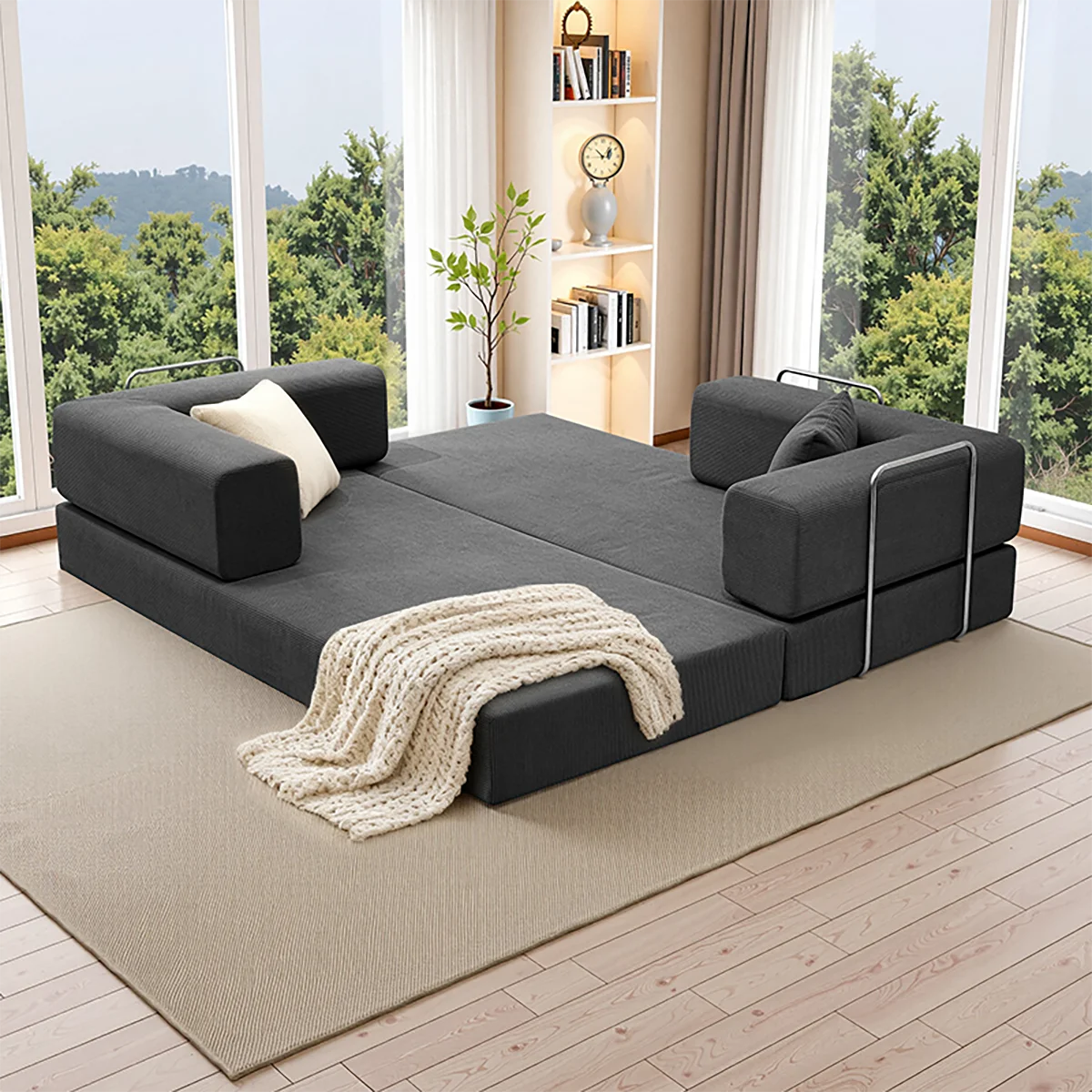 Foldable Sofa Bed With Removable Backrest For Living Rooms