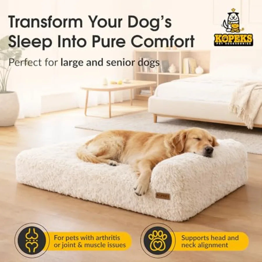 Orthopedic Memory Foam Dog Bed With Pillow And Waterproof Liner