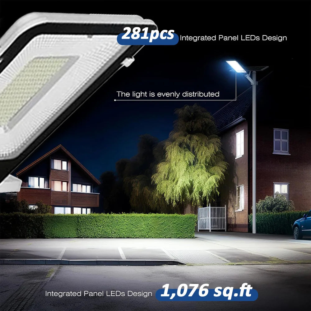 8000mAh Solar Street Light Parking Lot Dusk to Dawn LED Flood Lamp IP67