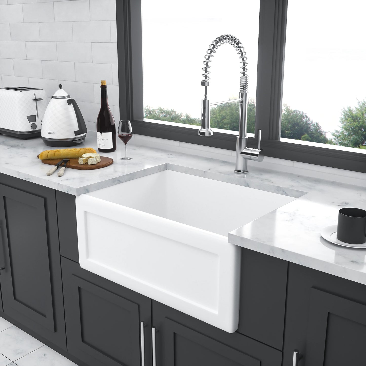 Ceramic Farmhouse Apron-Front Sink, Single Bowl Laundry Room