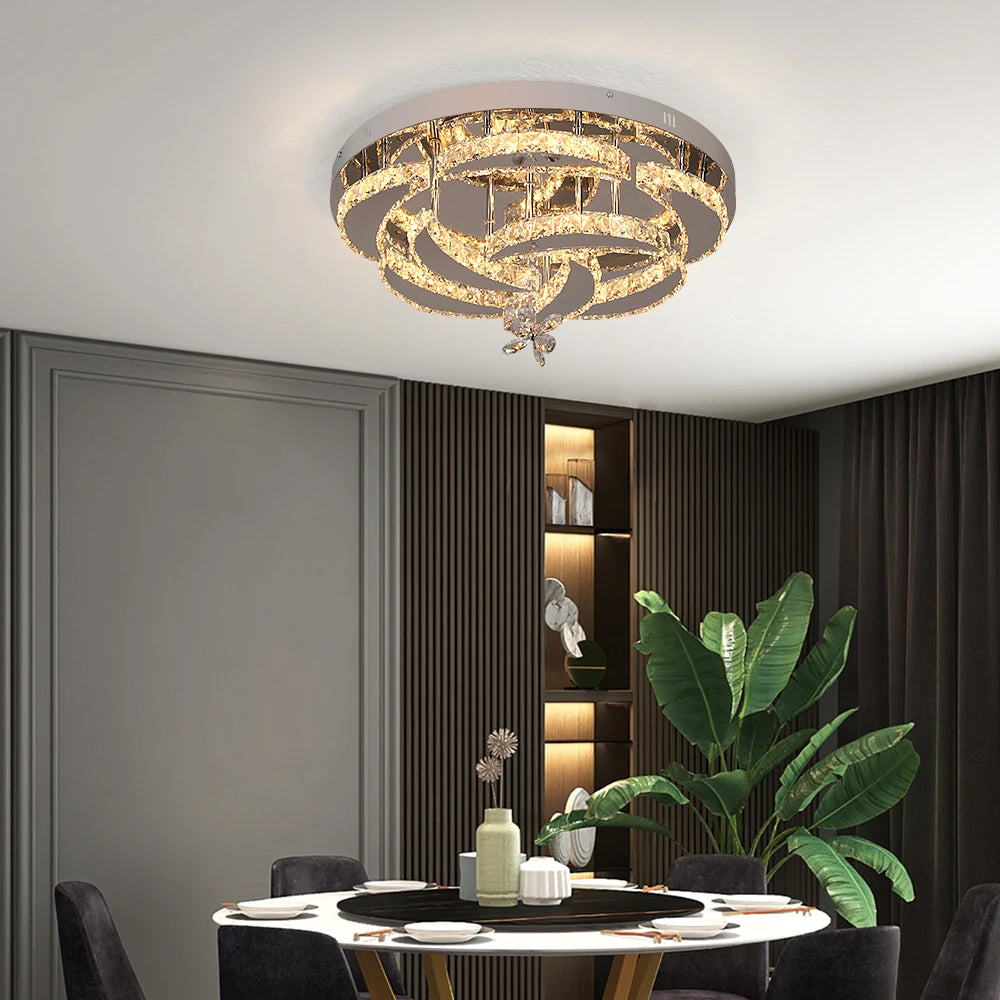 VETRULUS Modern Crystal LED Chandelier Ceiling Light Dimmable