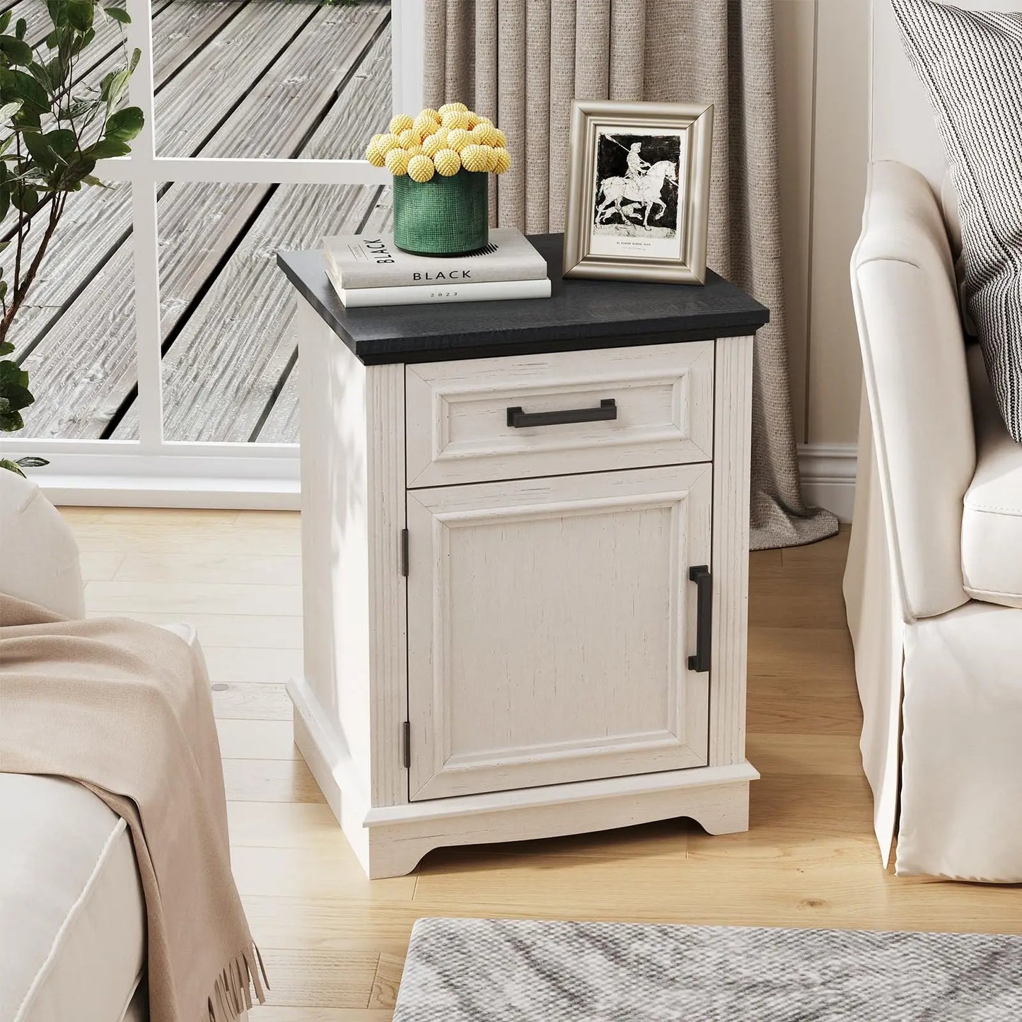 Vabches Nightstand With Drawers And Storage Cabinet