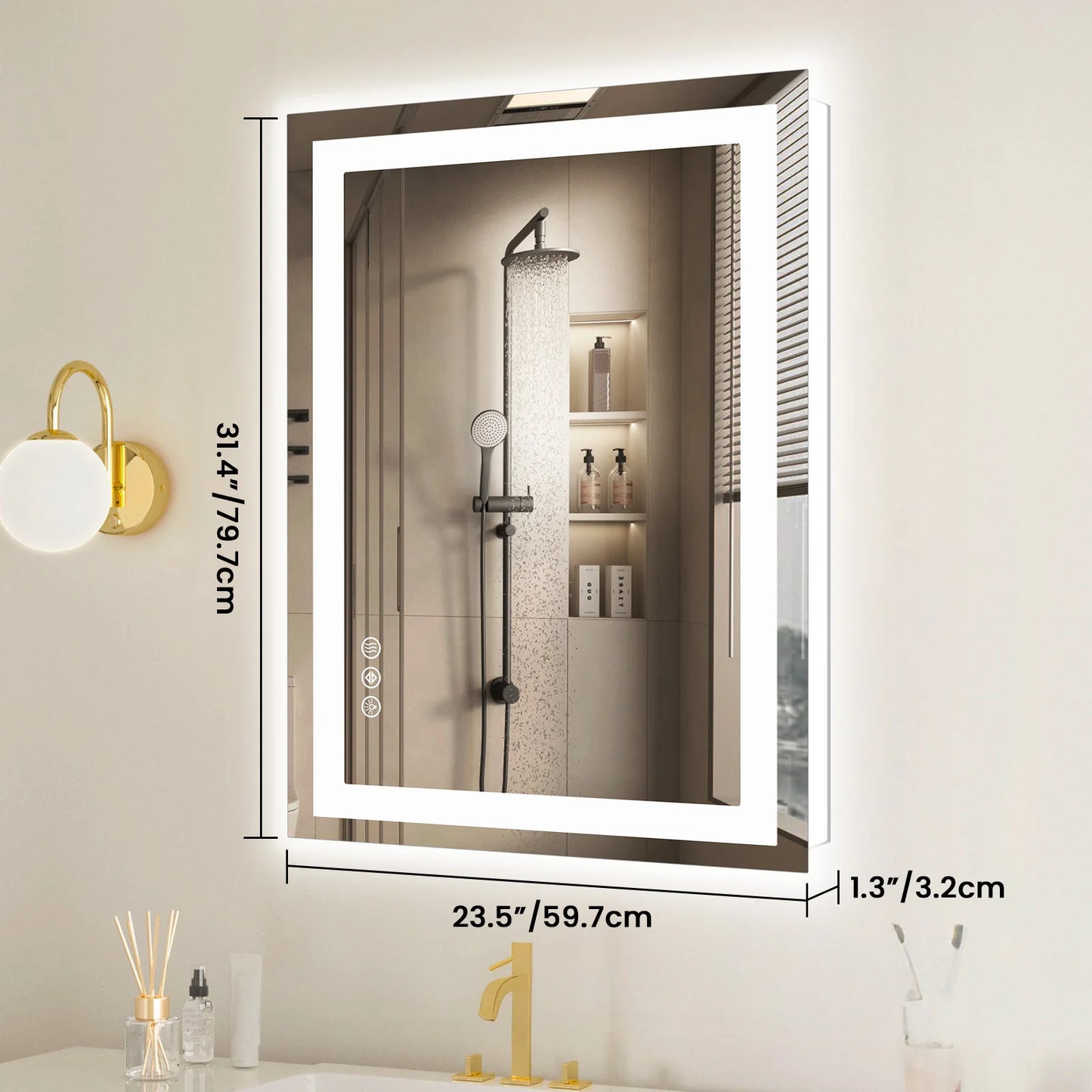 JHK LED Bathroom Vanity Mirror With Front And Back Lighting And Memory Function