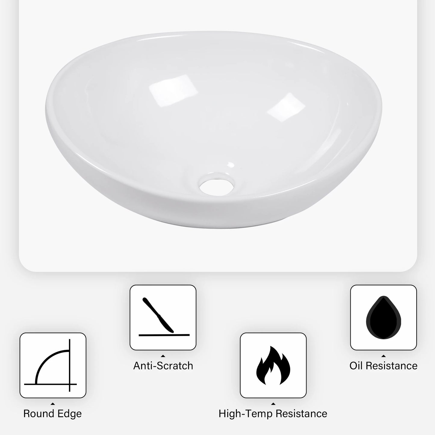 Modern Oval Ceramic Vessel Sink For Bathrooms And Offices