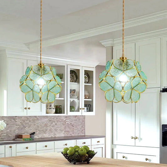 VETRULUS Modern Pendant Light Flower Lantern Crystal Kitchen Fixture