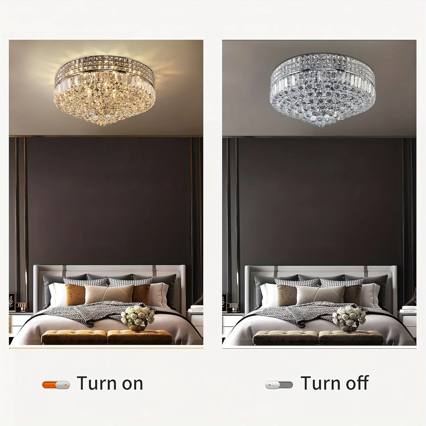 Crystal Flush Mount Ceiling Light Dimmable LED Fixture