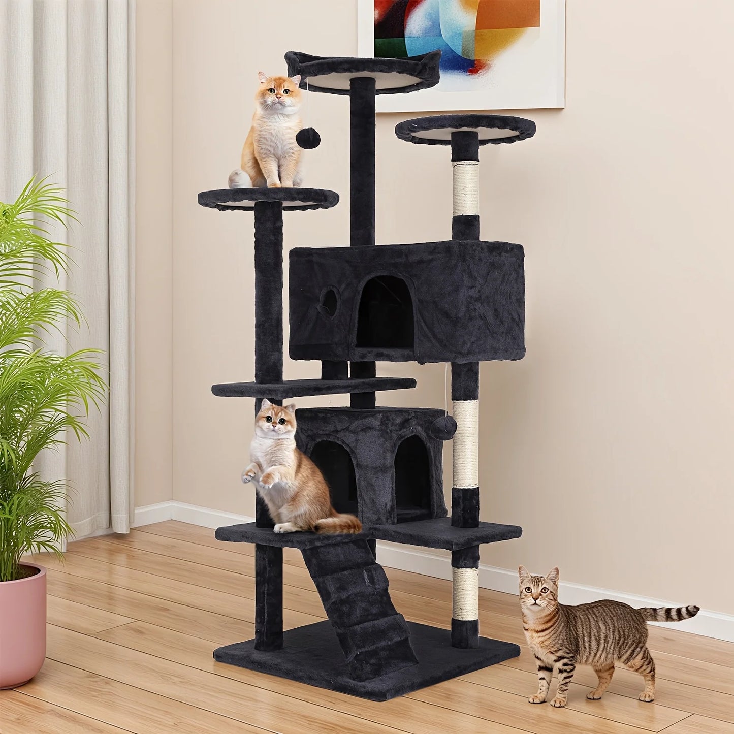 Four-Tier Cat Tree With Sisal Scratching Posts