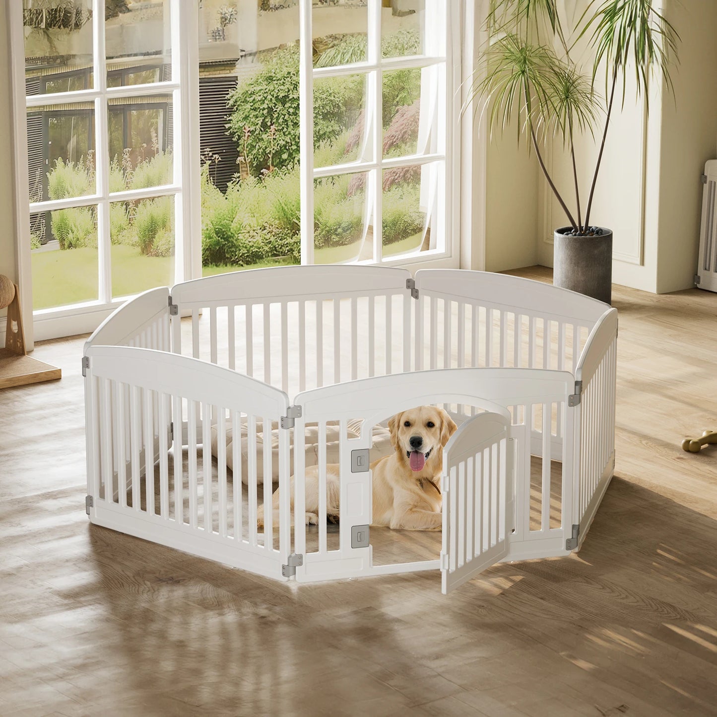 JHK Plastic Dog Playpen Expandable Pet Fence For Dogs