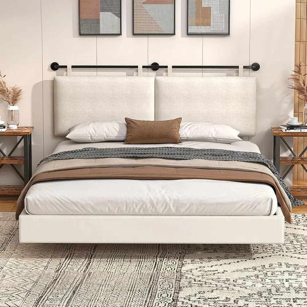 Wall Mounted Bed Board With Linen Upholstery Headboard
