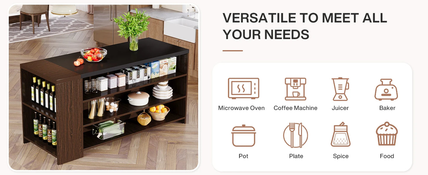 Tribesigns Farmhouse Kitchen Island With Storage Five Shelves