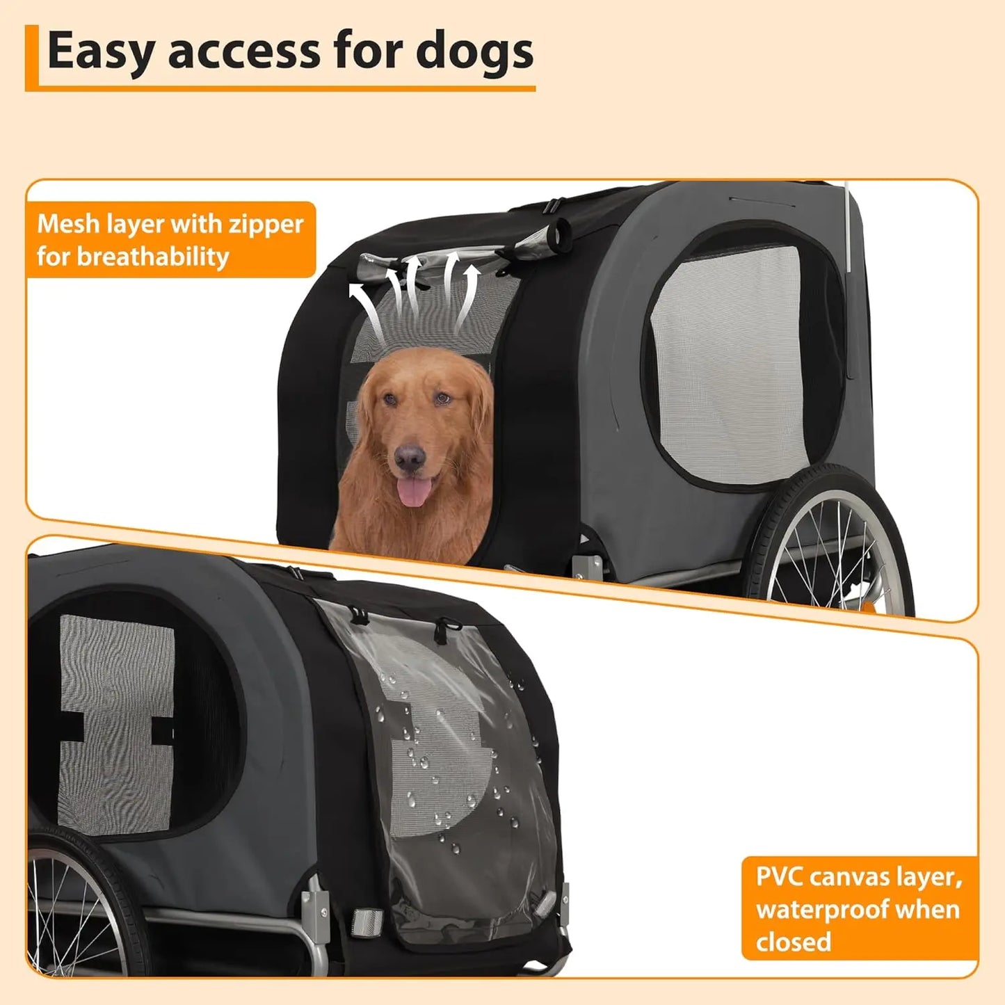 HiMISS Steel Dog Bike Trailer With Folding Pet Cart