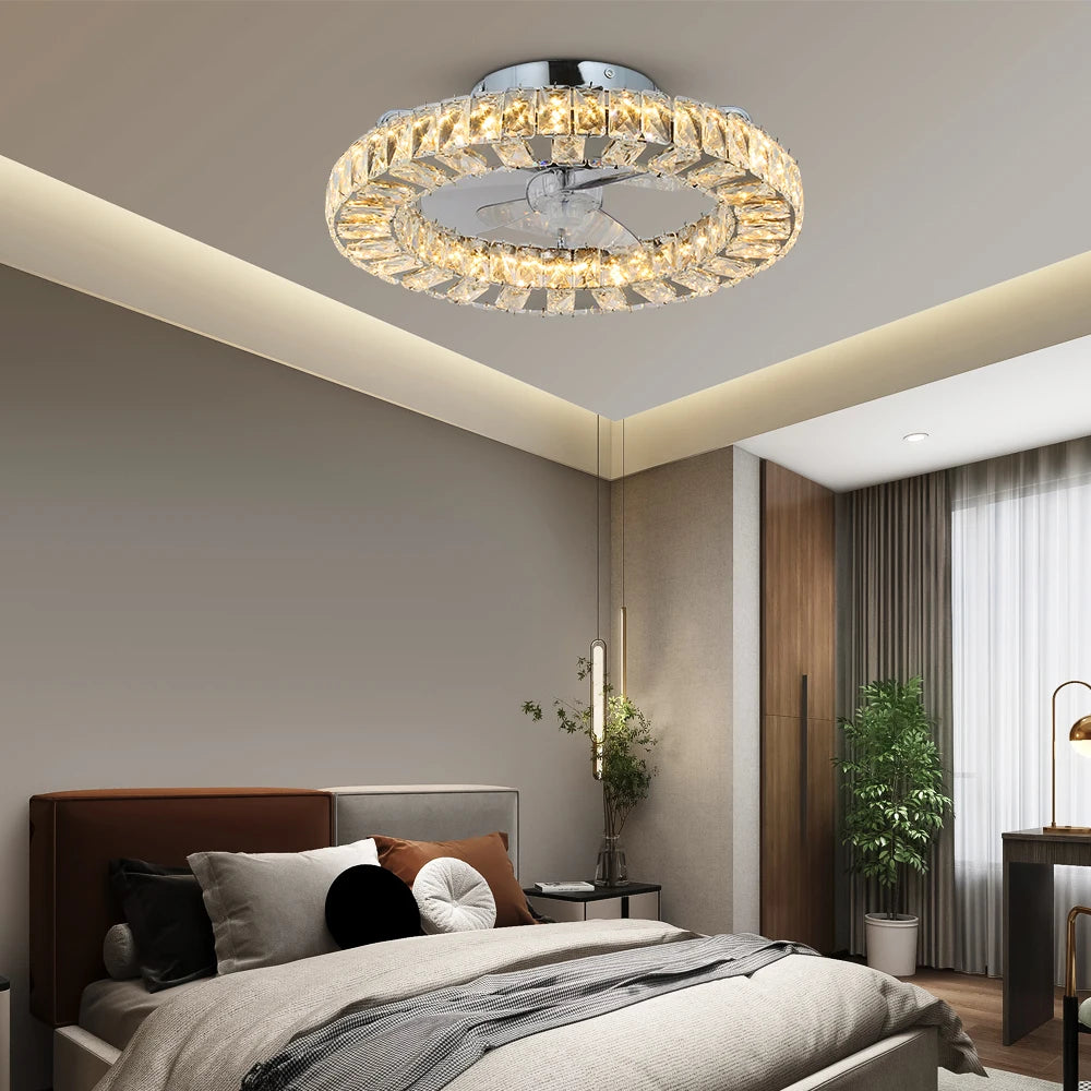 VETRULUS Crystal LED Ceiling Fan Lamp With Remote