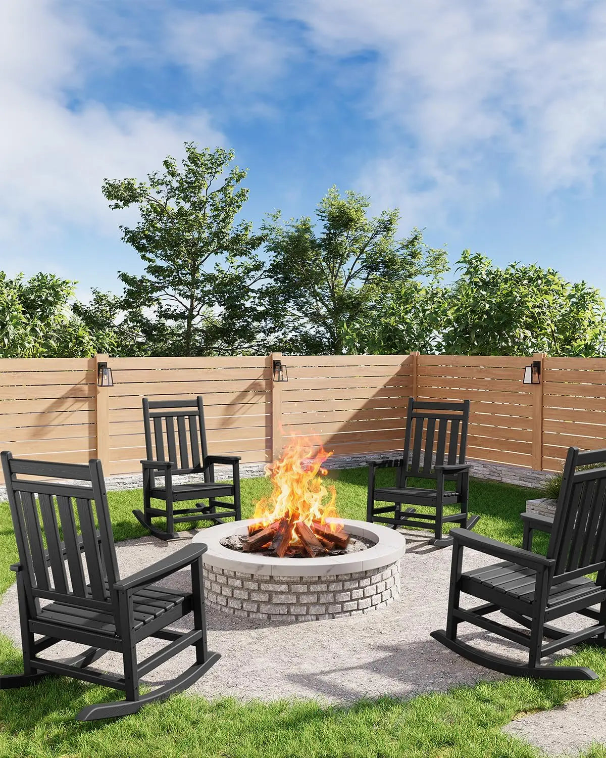 HobbyLane Outdoor All-Weather HDPE Ergonomic Rocking Chair for Adults Porch
