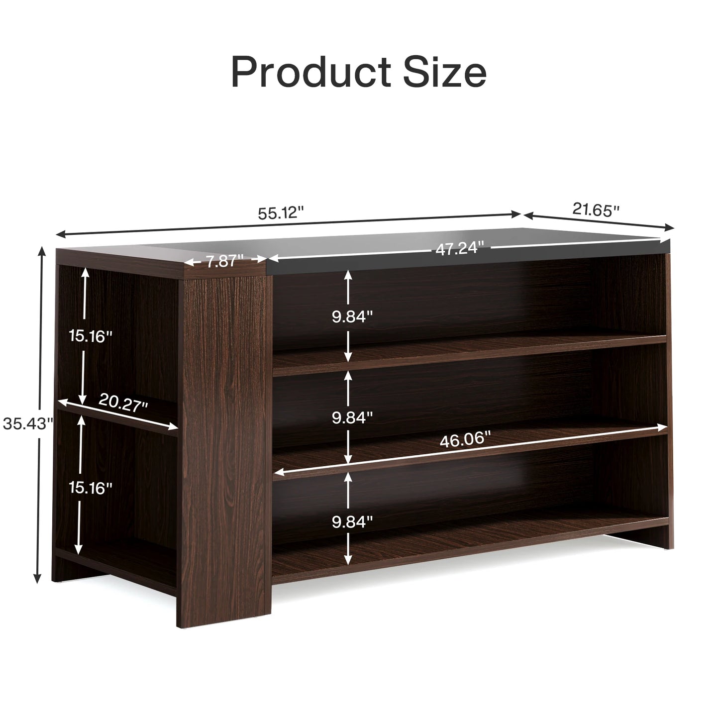 Tribesigns Farmhouse Kitchen Island With Storage Five Shelves