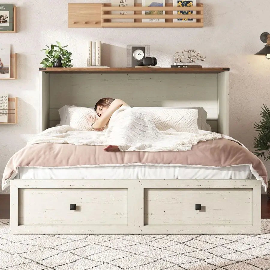 XMSJ Murphy Bed With Storage And Charging Station Unit