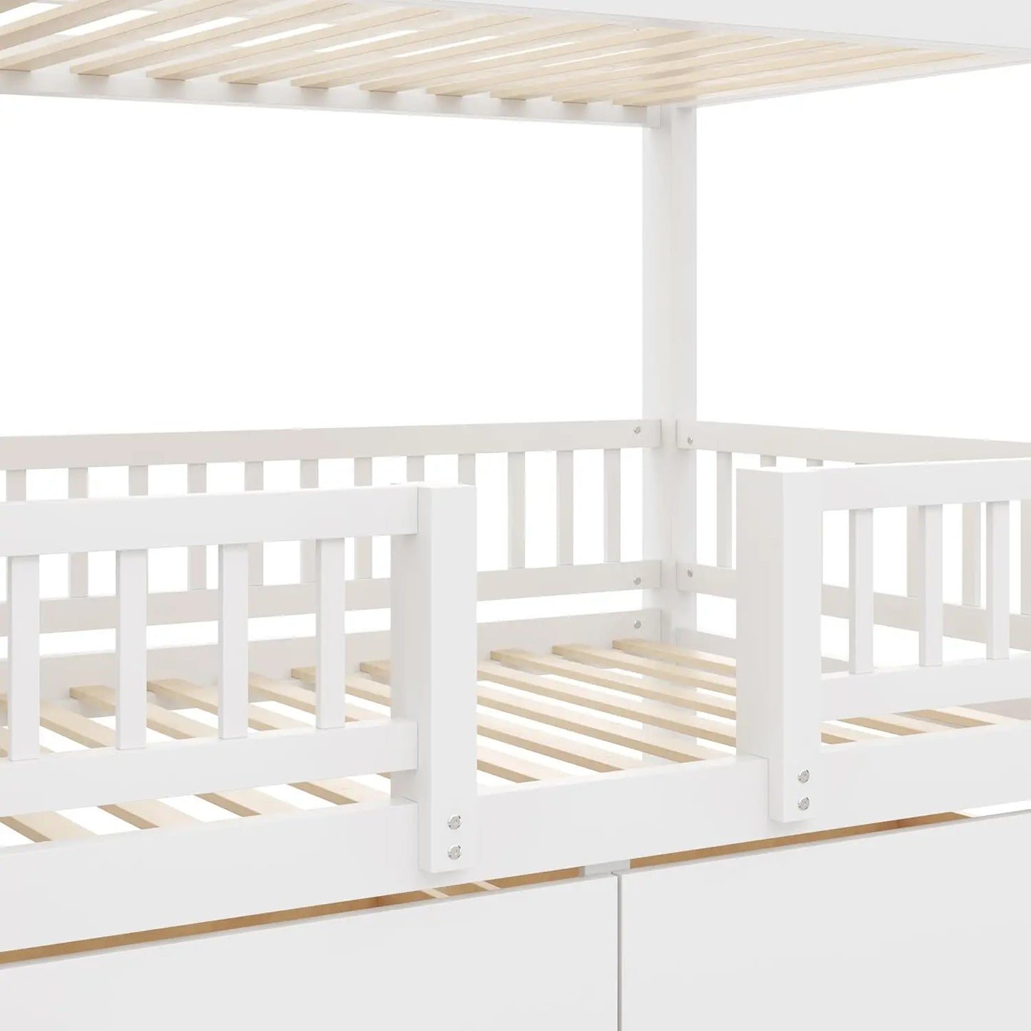 Twin Over Twin Bunk Bed With Slide And Storage Drawers