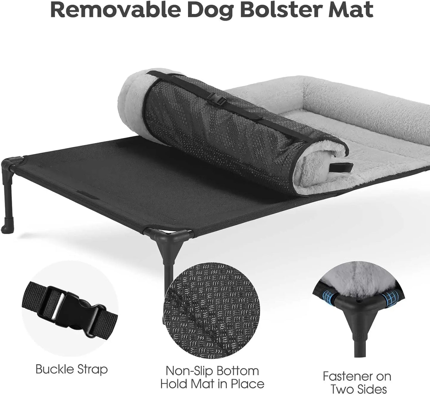 Elevated Orthopedic Dog Bed With Fluffy Bolster Removable Washable Mat