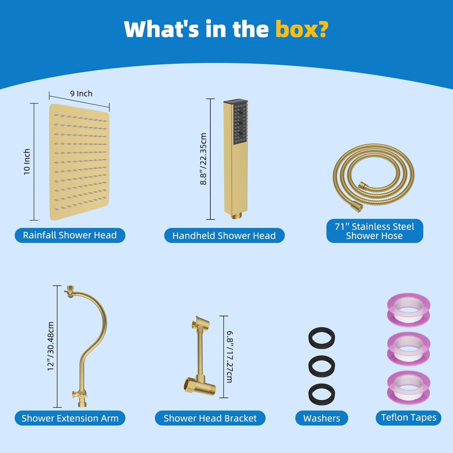 Hibbent High Pressure Rainfall Shower Head With Handheld Spray