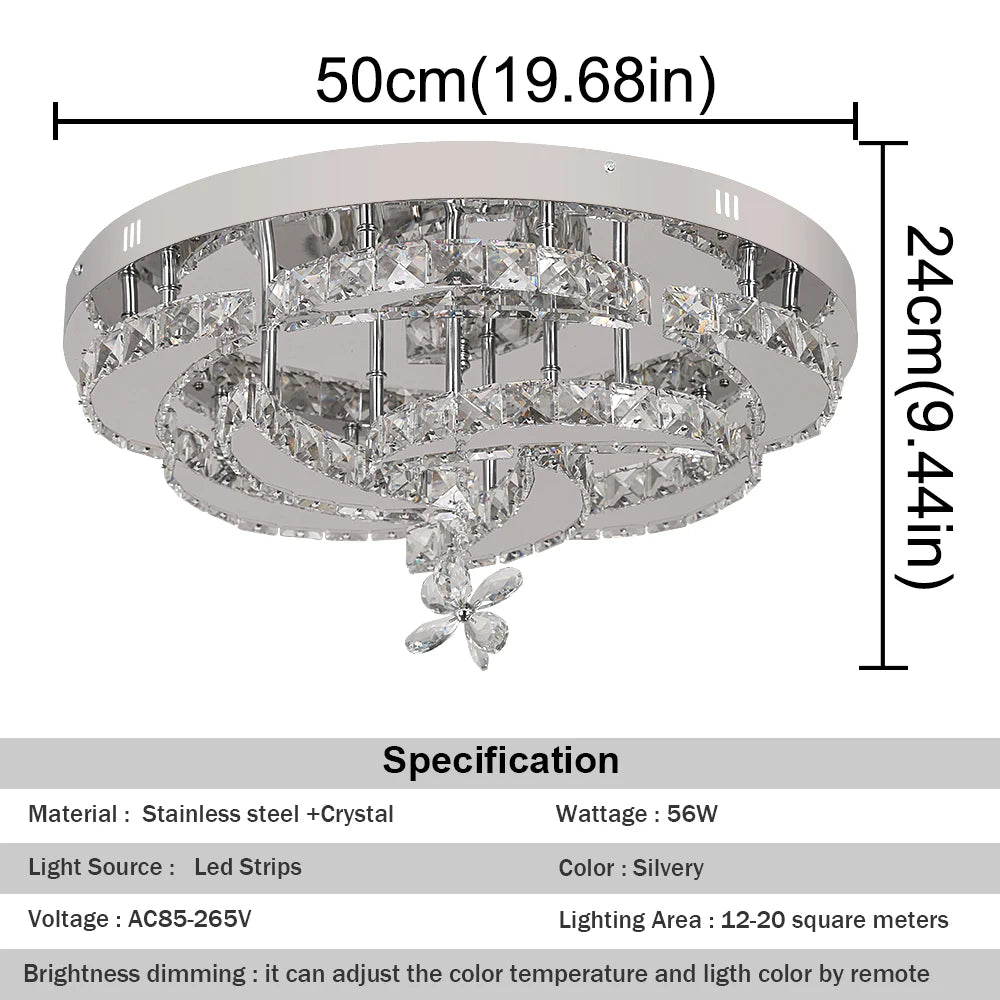VETRULUS Modern Crystal LED Chandelier Ceiling Light Dimmable