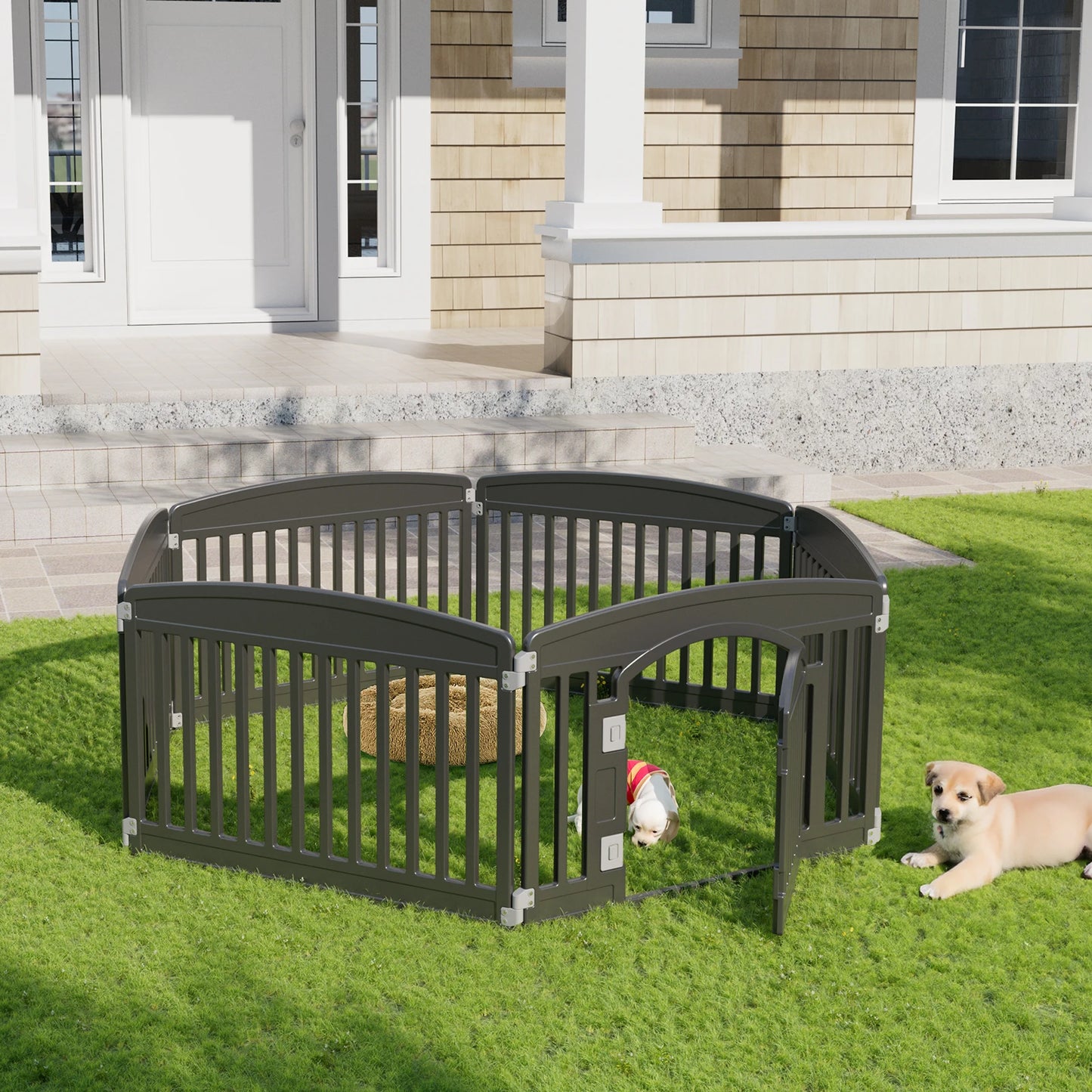 JHK Plastic Dog Playpen Expandable Pet Fence For Dogs