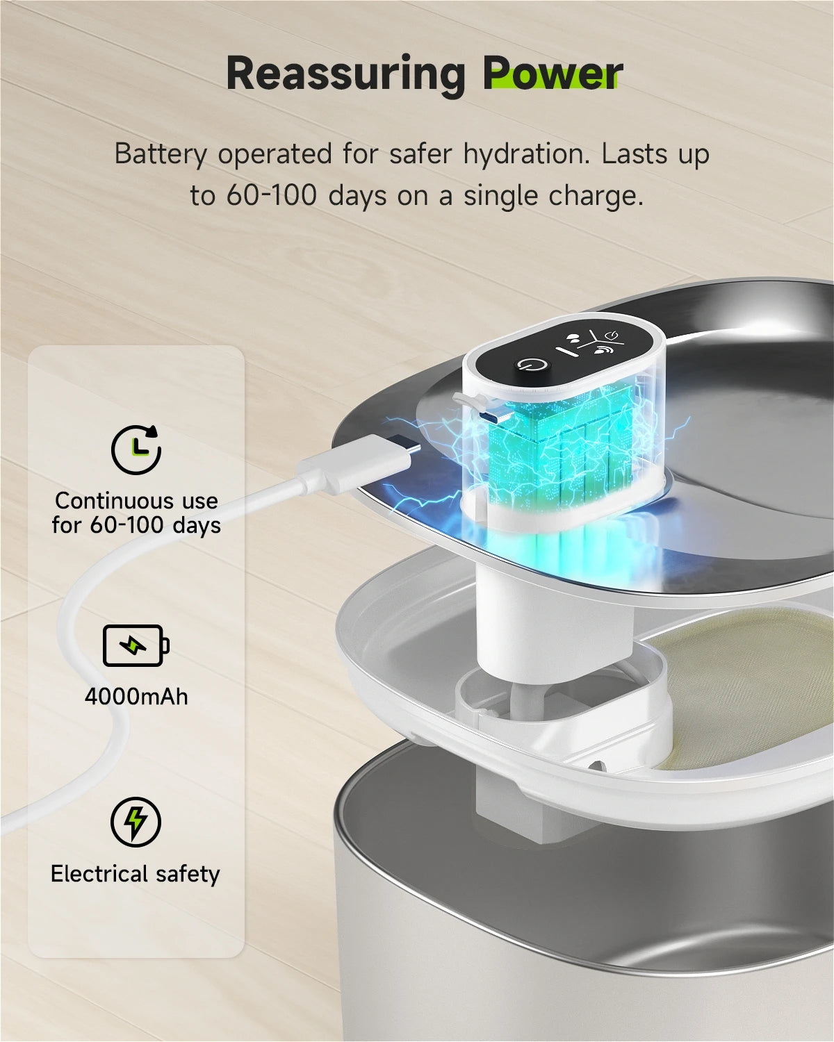 APETDOLA Wireless Cat Water Fountain Auto Sensor Drinker