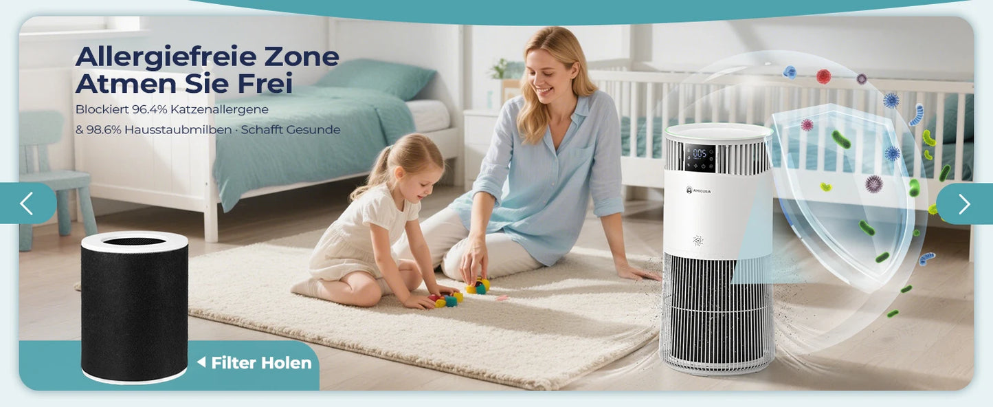 Amicura P2 Air Purifier For Pets Allergies 450 CADR