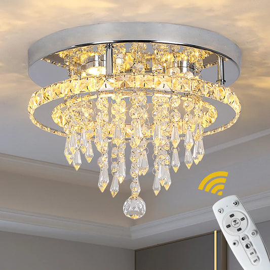 Vetrulus Crystal Ceiling Lamp With Remote Control LED Pendant Chandelier