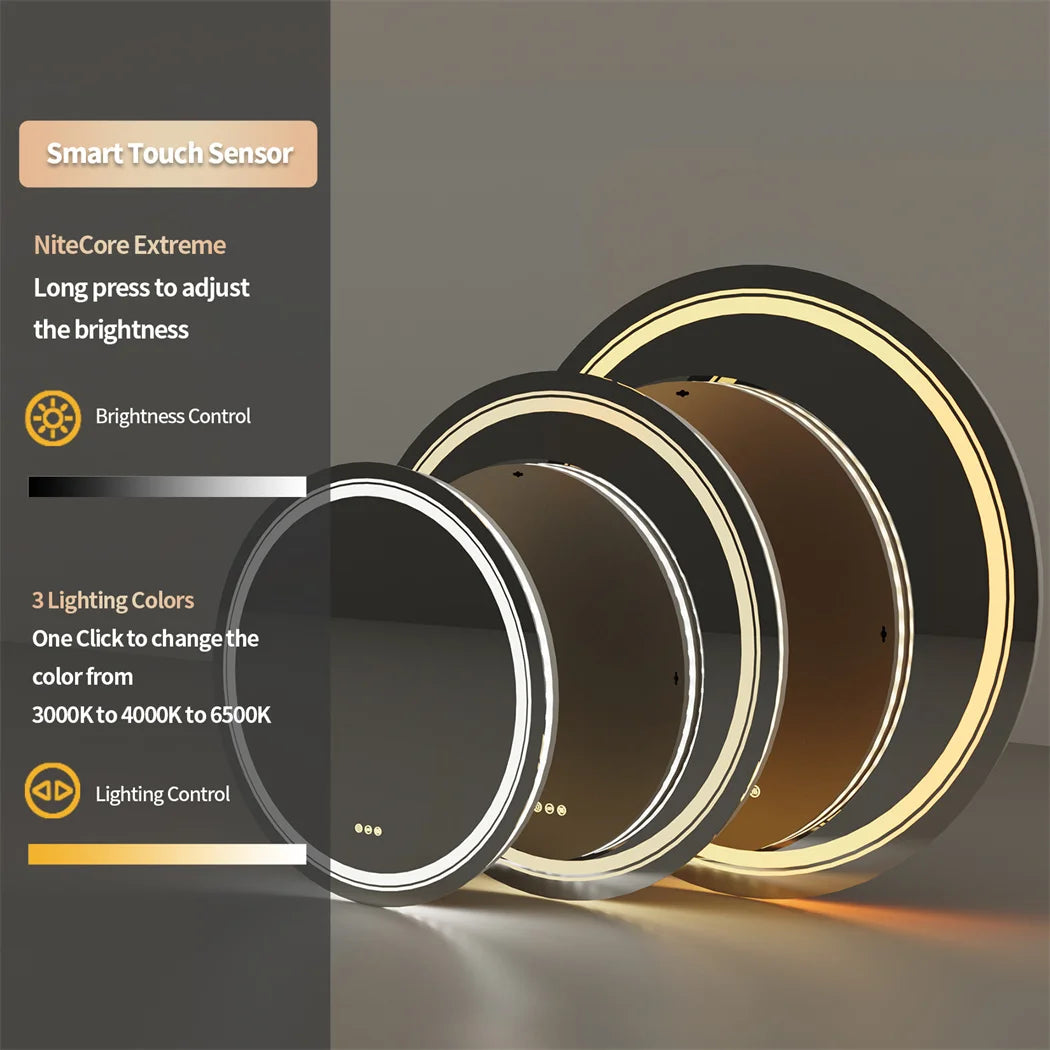LUVODI Round Smart Mirror Bathroom Vanity with Bathroom Screen