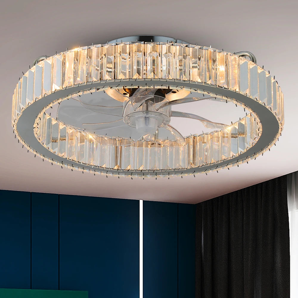 VETRULUS Crystal LED Ceiling Fan Lamp With Remote