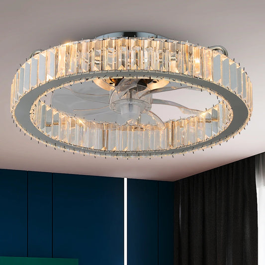VETRULUS Crystal LED Ceiling Fan Lamp With Remote