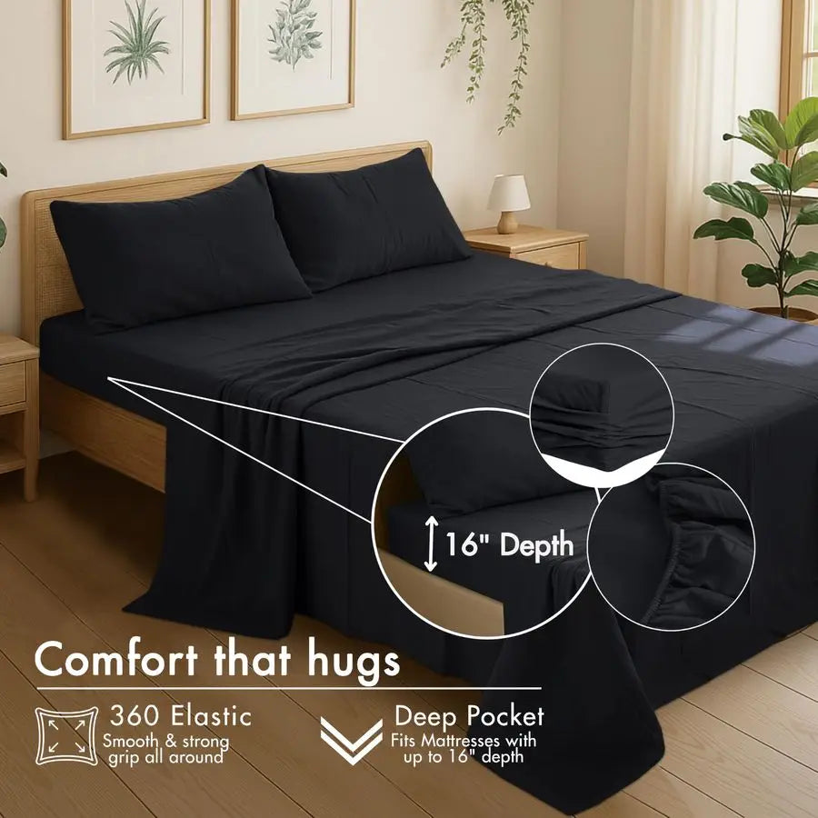 100 Cotton Flannel Sheets 4-Piece Bedding Set Soft And Breathable