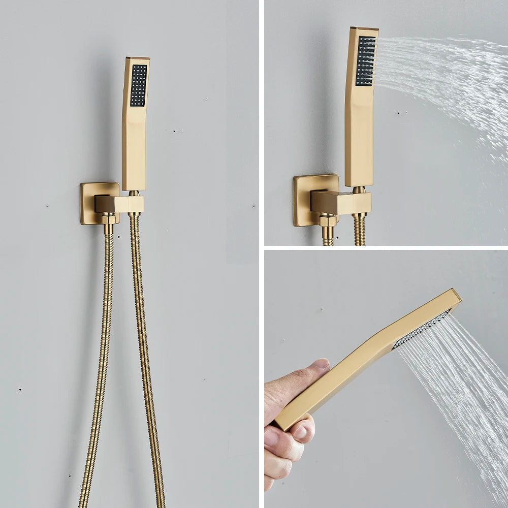 SAFLIHCAR Ceiling Rainfall Shower Set With Remote Control LED