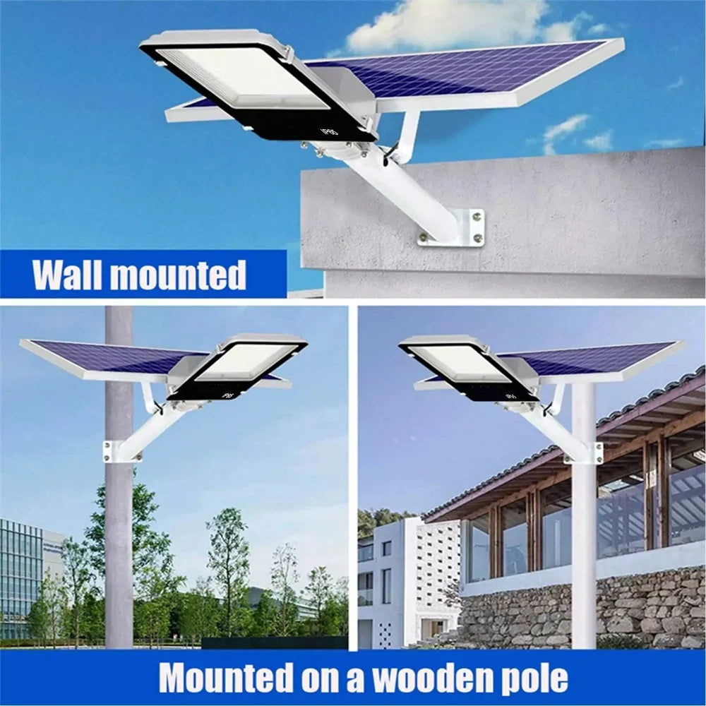 8000mAh Solar Street Light Parking Lot Dusk to Dawn LED Flood Lamp IP67