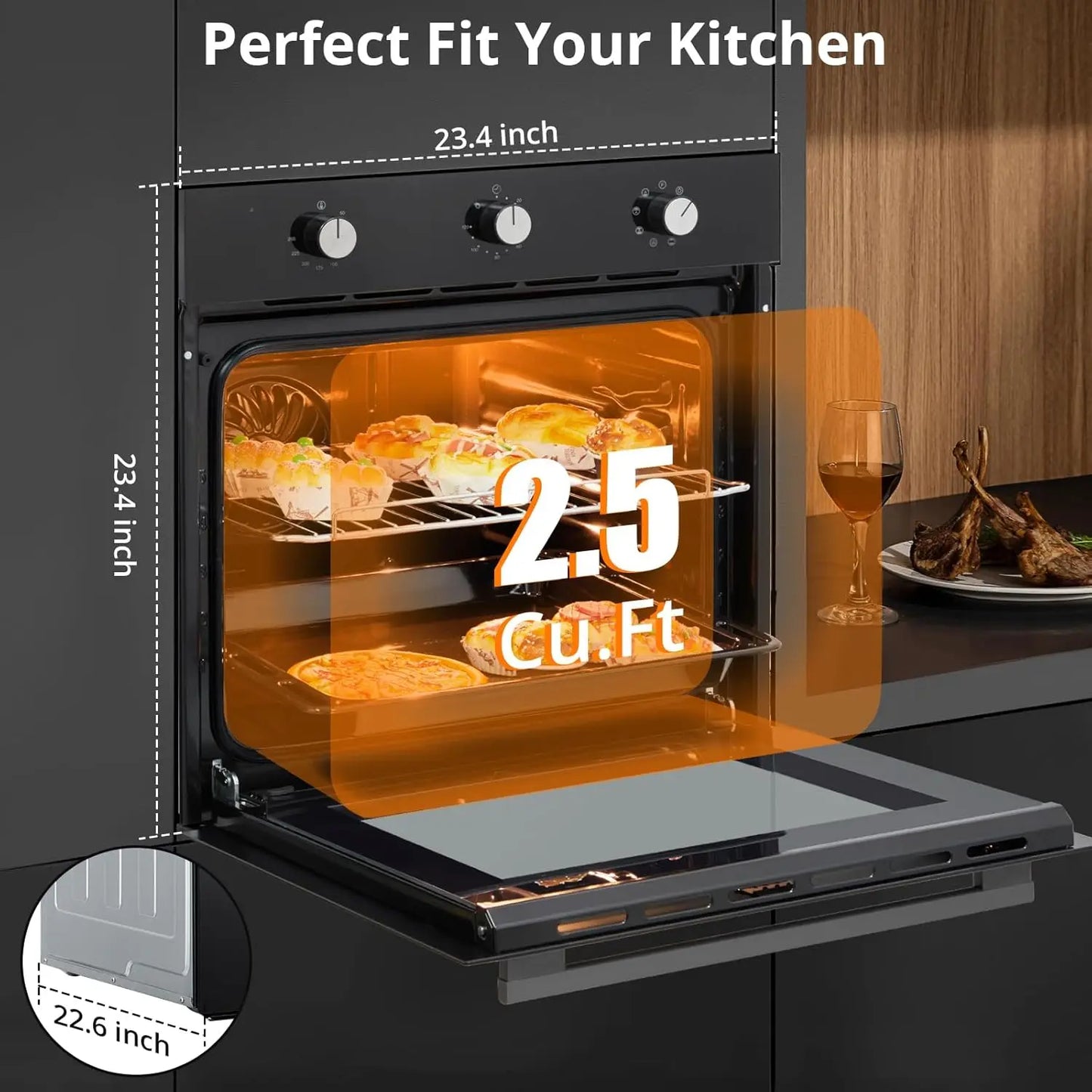 Adoolla Built-In Electric Wall Oven With 8 Cooking Modes