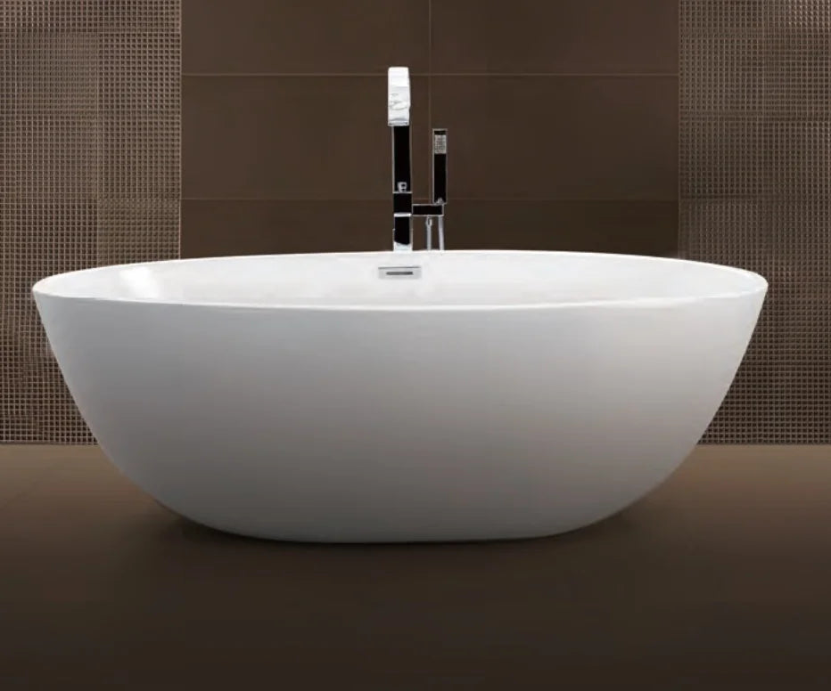 European Design Glossy White Acrylic Solid Surface Freestanding Soaking Bathtub for Hotel