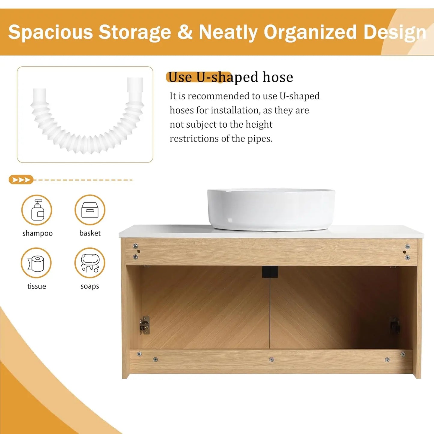 Floating Bathroom Vanity With Sink Top Wood Modern Set