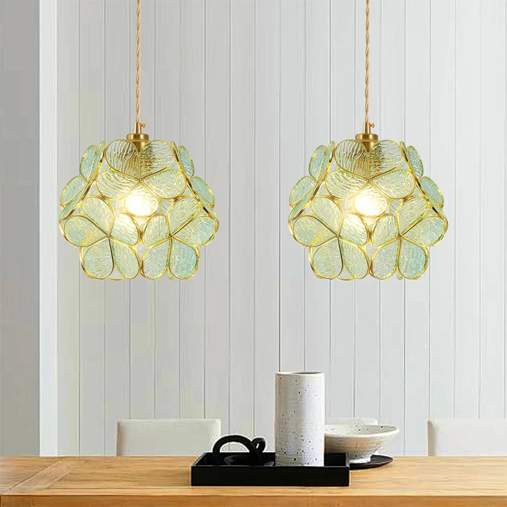 VETRULUS Modern Pendant Light Flower Lantern Crystal Kitchen Fixture
