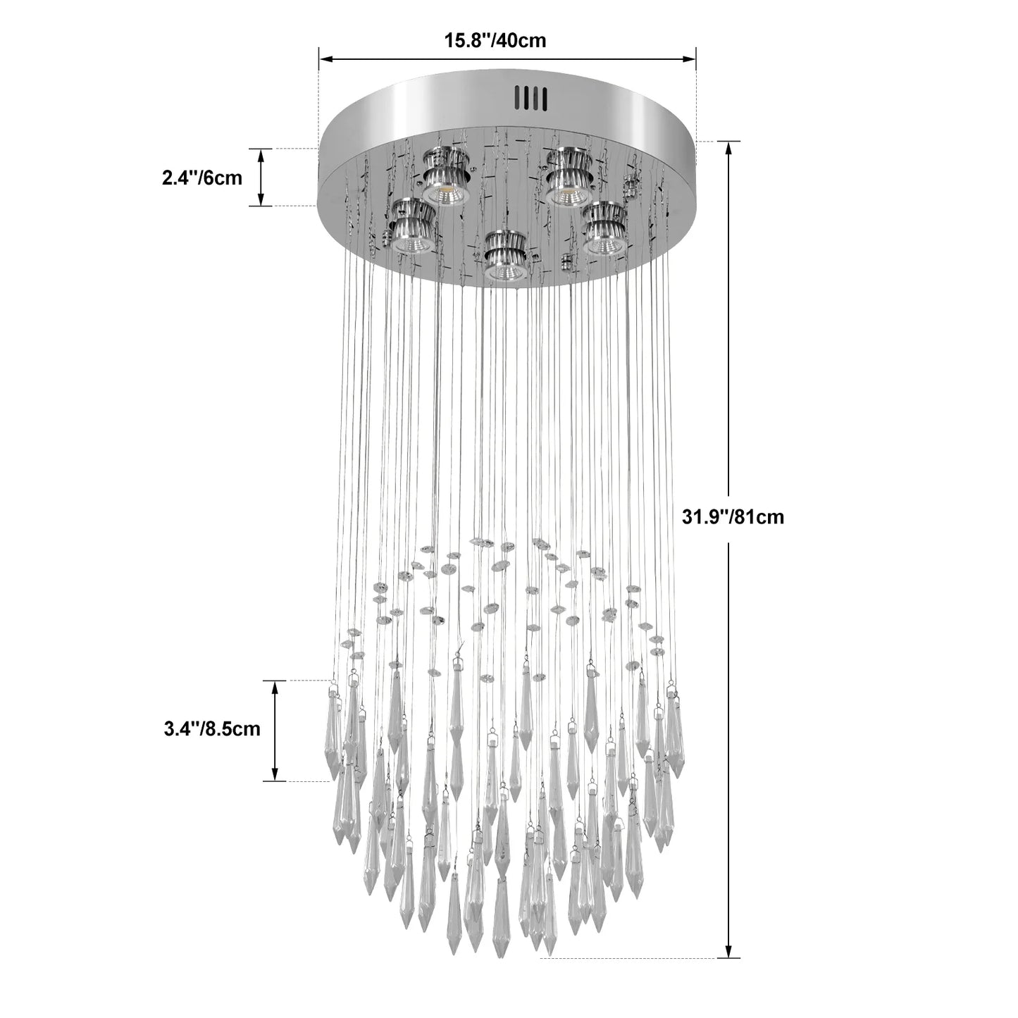 VETRULUS Crystal Ceiling Chandelier Lustre Pendant Lights
