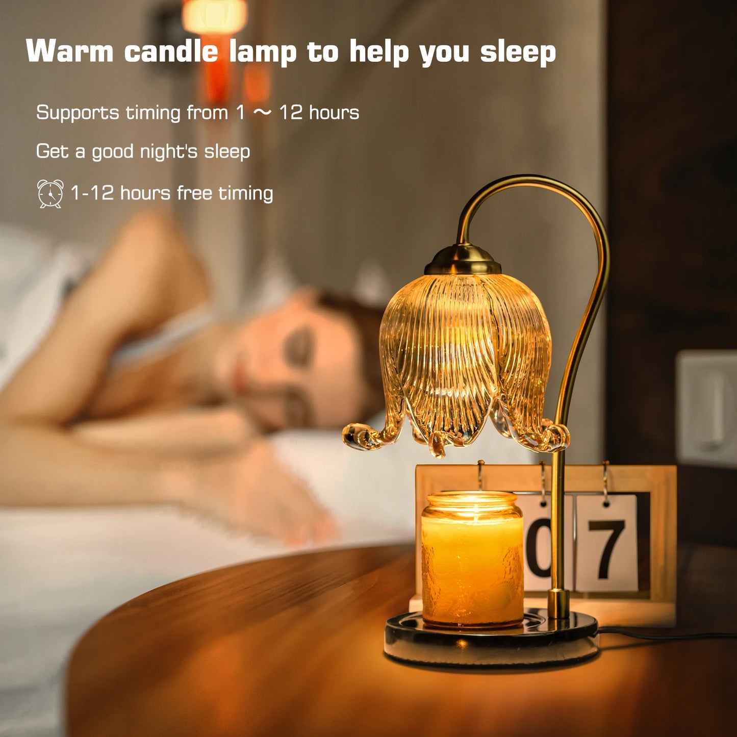 Tulip Flower Warm Candle Lamp French Retro Bedside Table Lamp