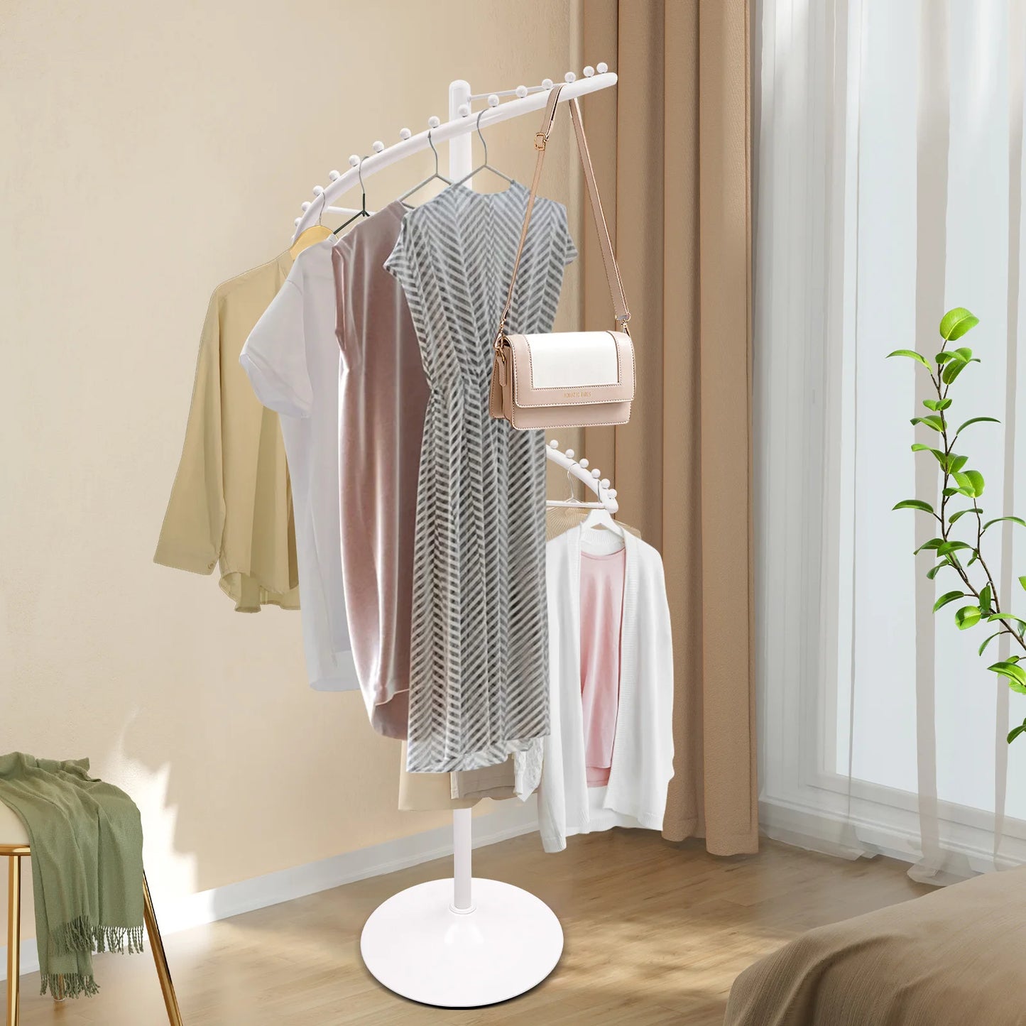 Rotating Iron Spiral Clothing Rack Portable Garment Stand