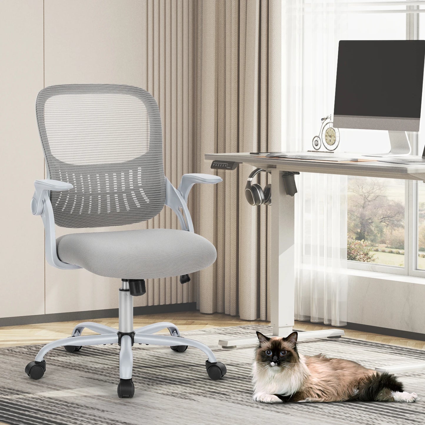 JHK Ergonomic Mesh Back Office Chair With Adjustable Height Wheels
