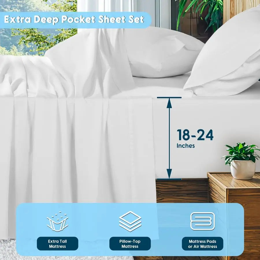 Egyptian Cotton Sheet Set 1000 Thread Count Soft Breathable Sateen