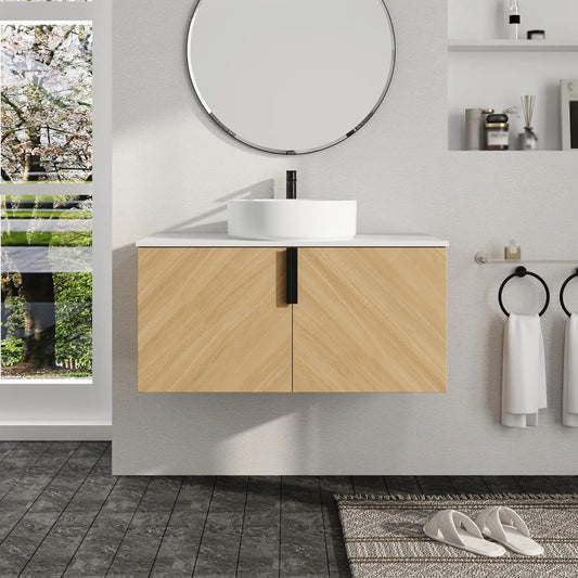 Floating Bathroom Vanity With Sink Top Wood Modern Set