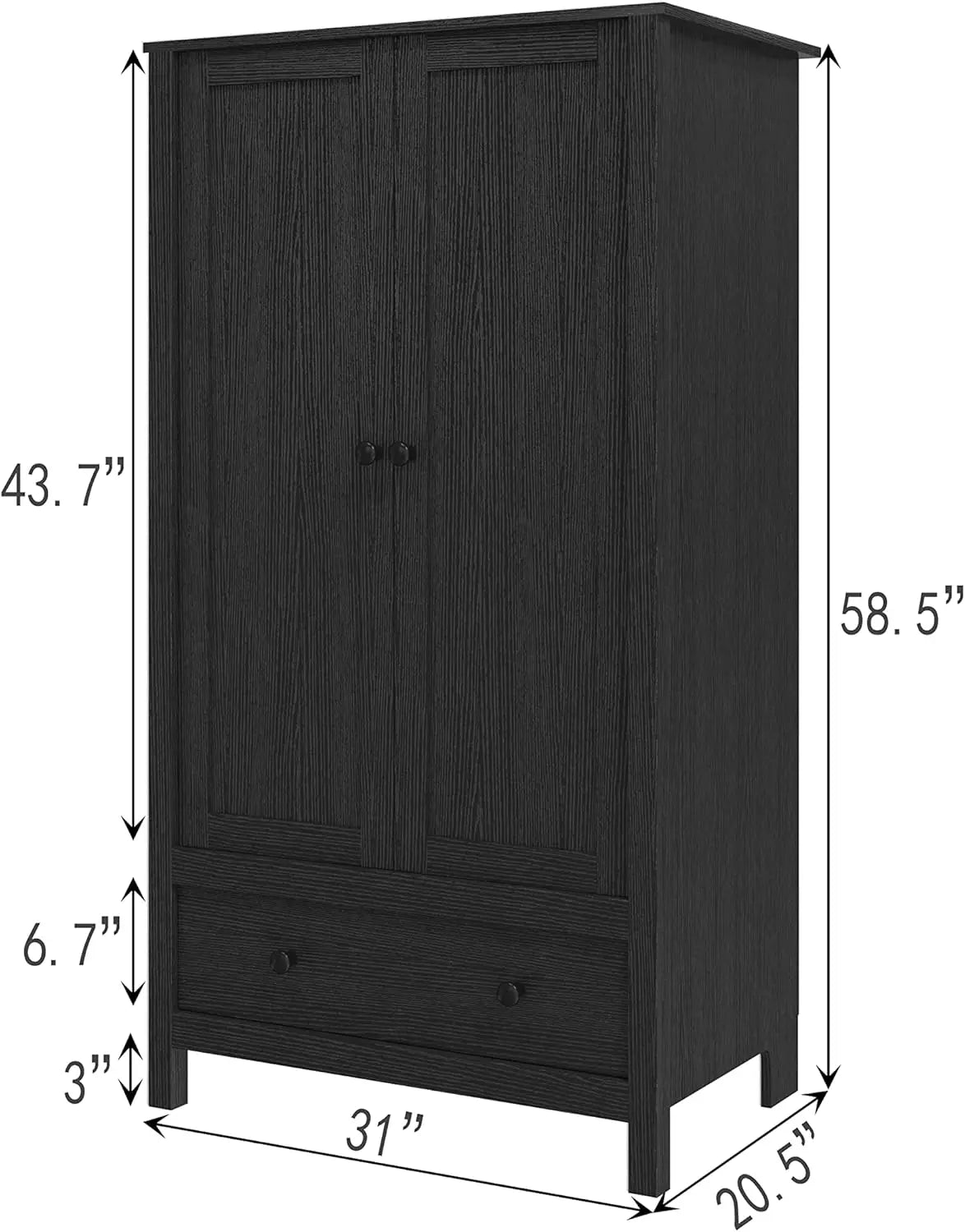 Modern Wardrobe Armoire With Drawer For Bedroom Storage