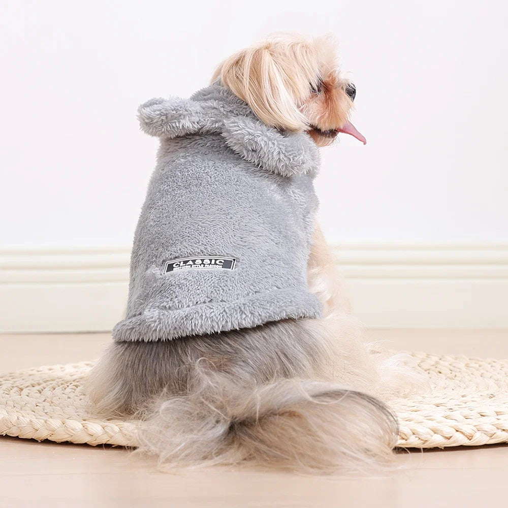 Soft Fleece Pet Dog Clothes Cute Hoodie Coat For Small Medium Dogs Cats Autumn Winter Puppy Hooded Jacket Sweater Pug Apparel