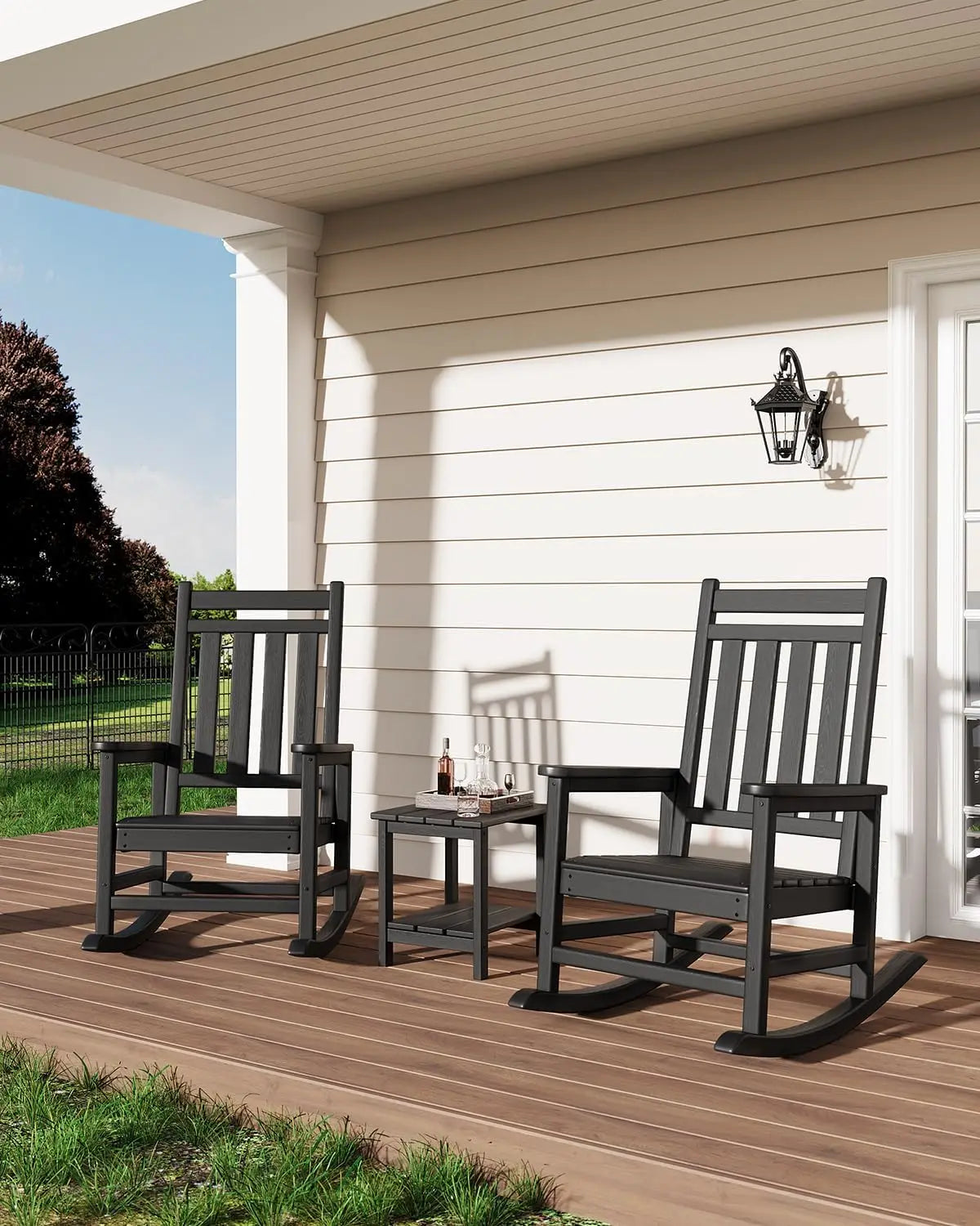 HobbyLane Outdoor All-Weather HDPE Ergonomic Rocking Chair for Adults Porch