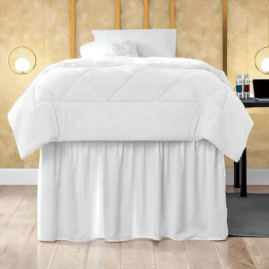 Dorm Bed Skirt Tailored Dust Ruffle With Elastic Wrap