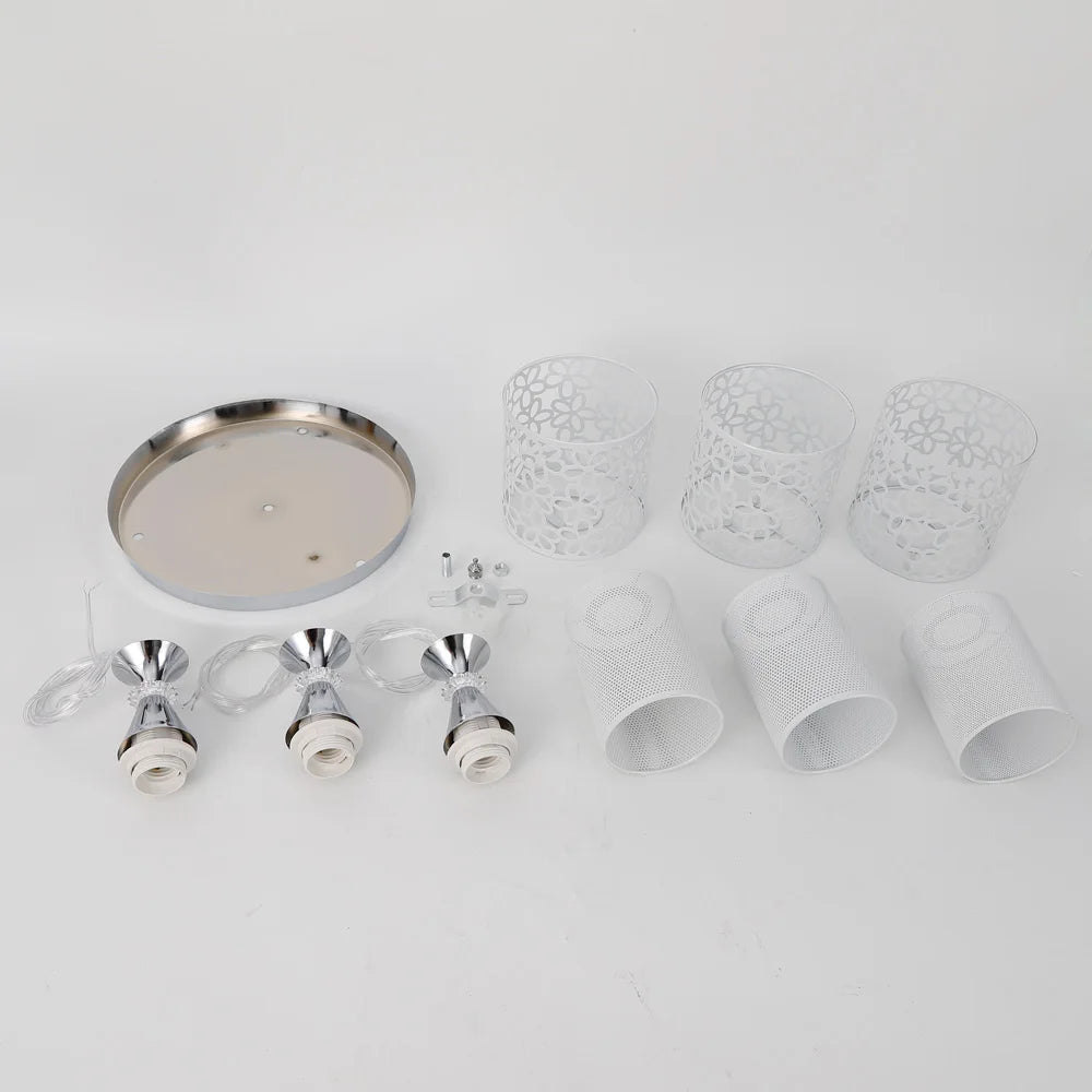 Bymaocar Modern 3-Head Crystal Flower Pendant Lamp With E27 Socket