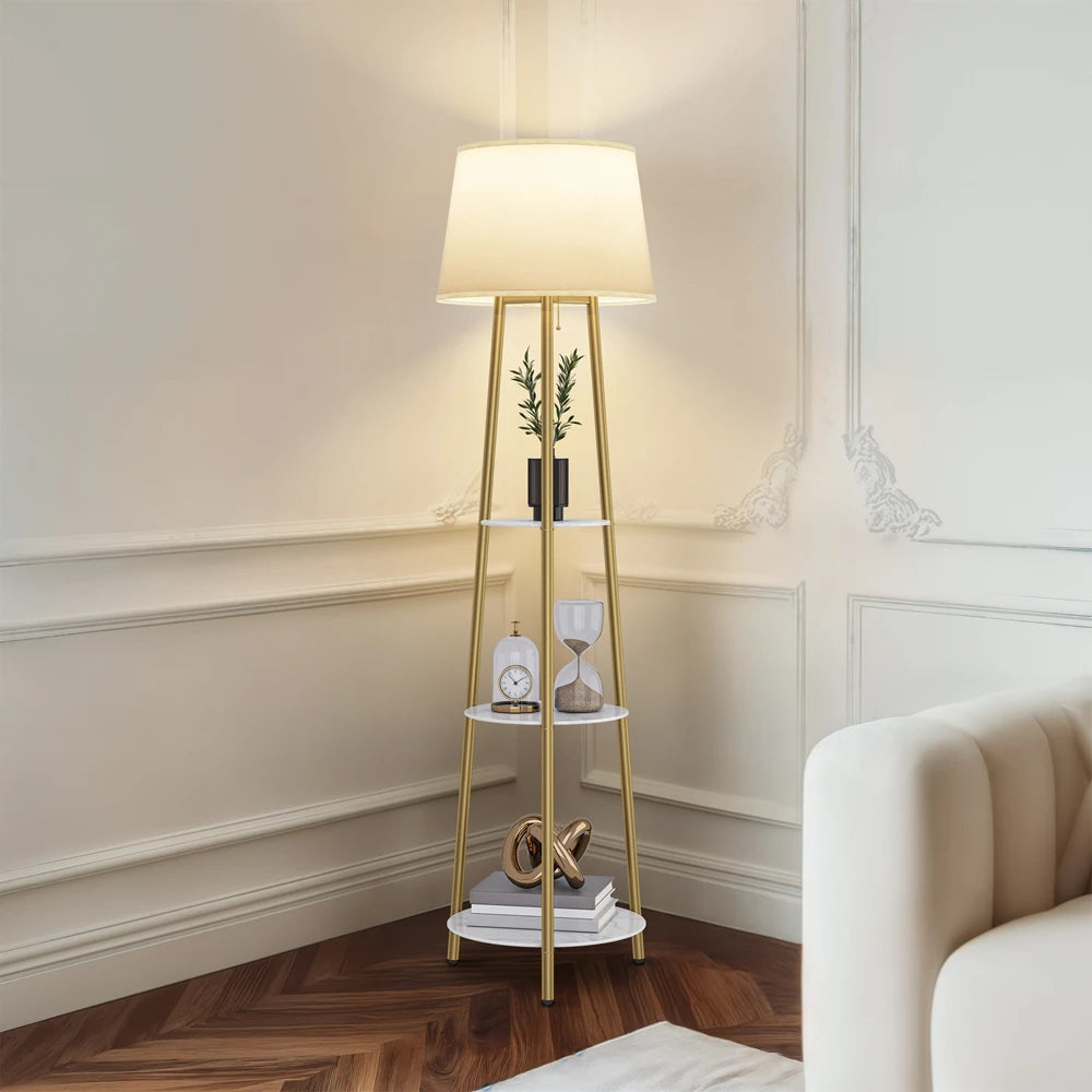 Vrygle Floor Lamp With Shelf Modern Corner Bookshelf